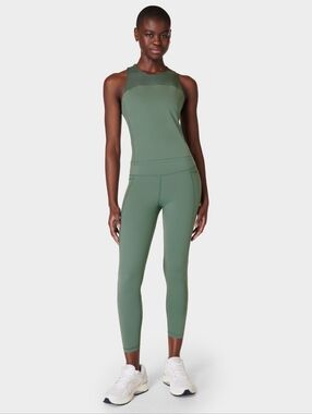 NWOT- Sweaty Betty Power Aerial Mesh Forest Green 7/8 Leggings Women's Size 8